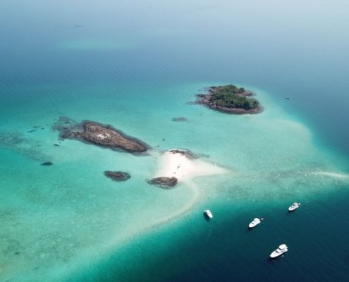 Aerial view of the picturesque Pearl Islands of Panama